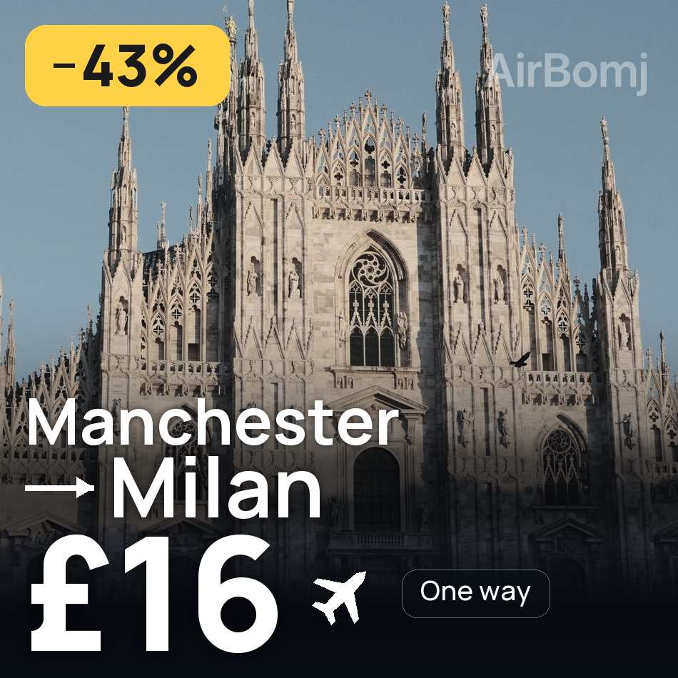 Bilet lotniczy: Manchester — Mediolan, £16