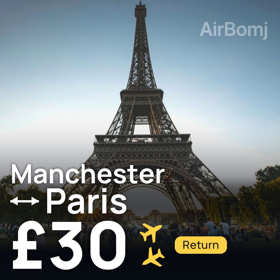 Biglietto aereo: Manchester — Parigi, £30