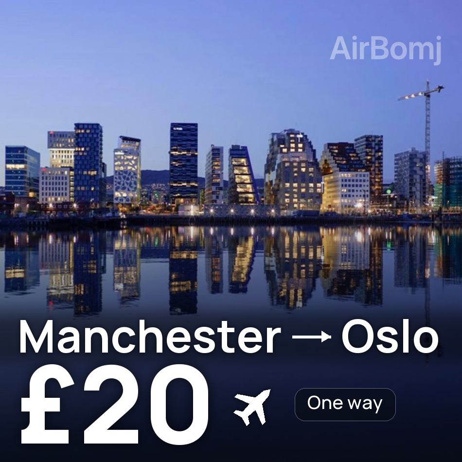 Biglietto aereo: Manchester — Oslo, £20