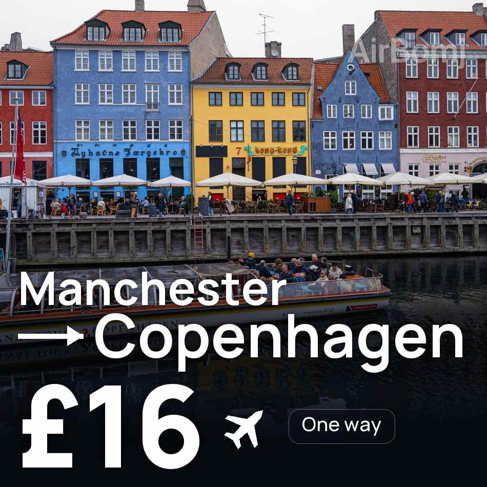 Biglietto aereo: Manchester — Copenaghen, £16