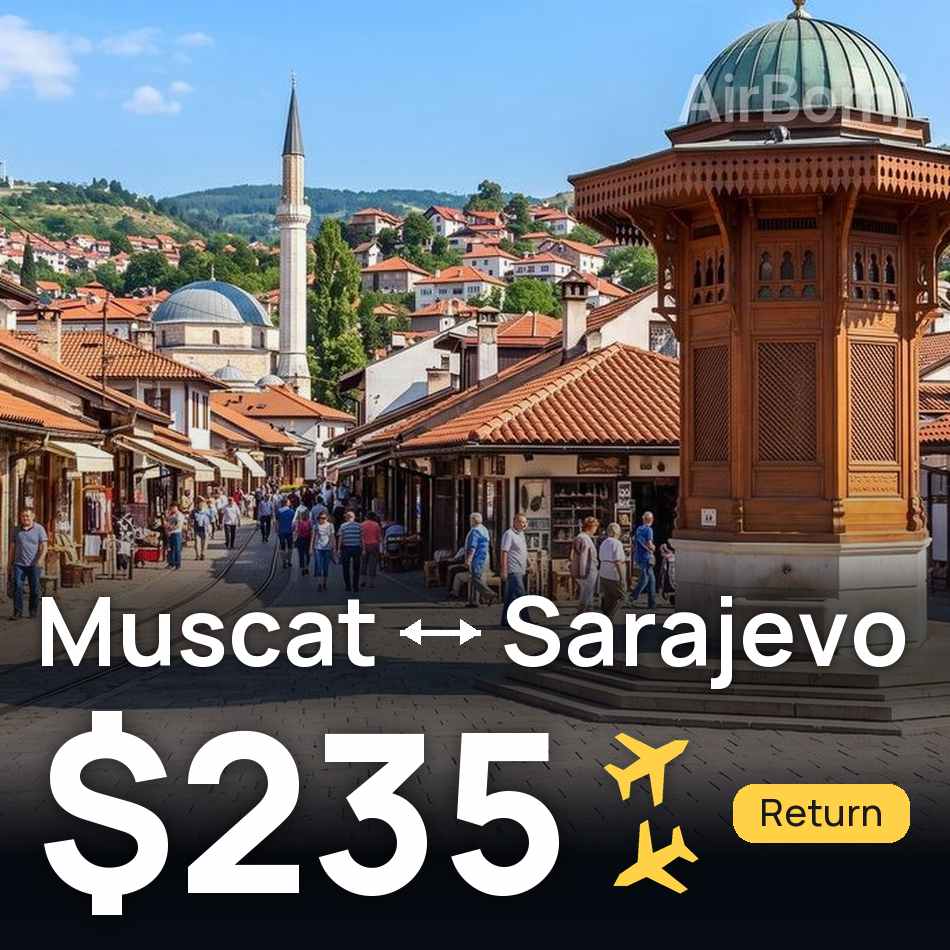 Passagem aérea: Mascate — Sarajevo, $235