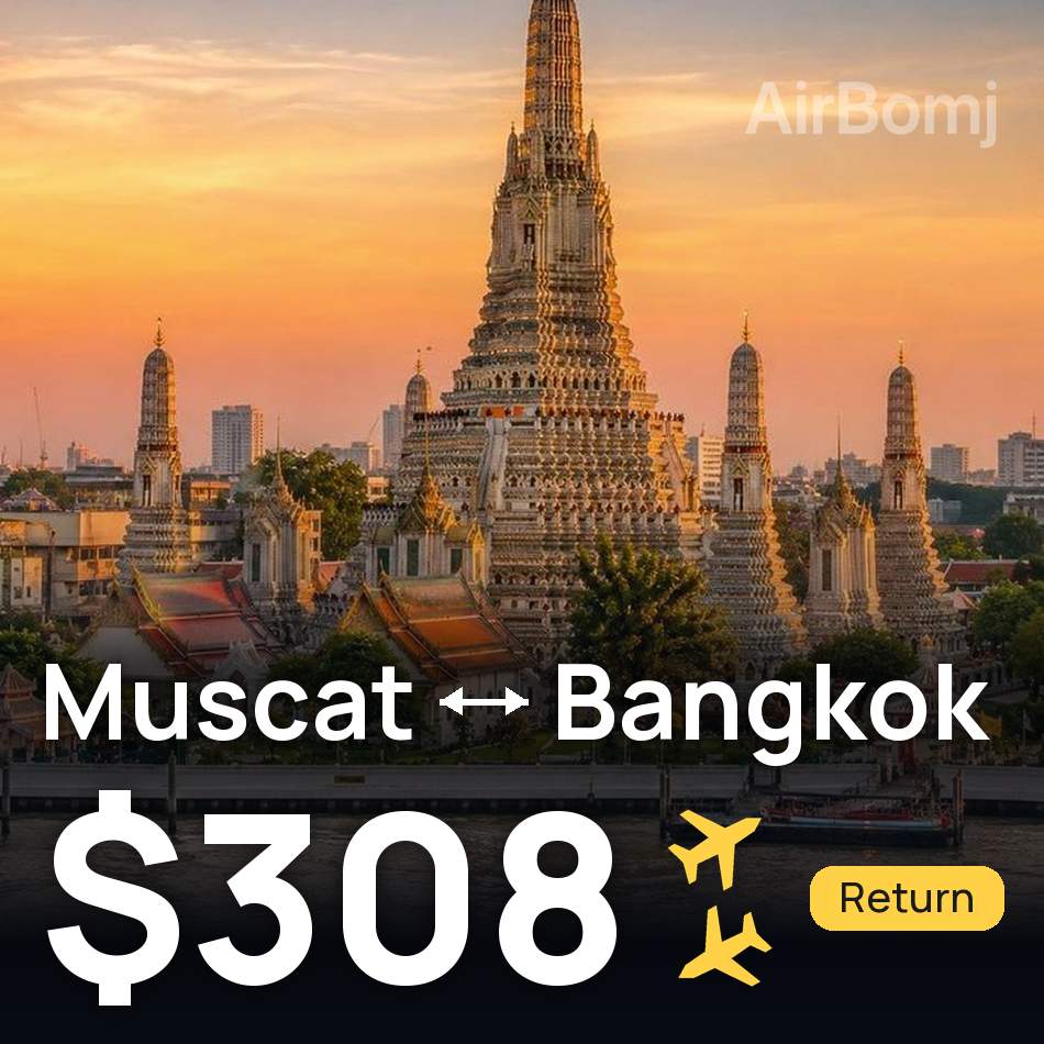 Passagem aérea: Mascate — Banguecoque, $308