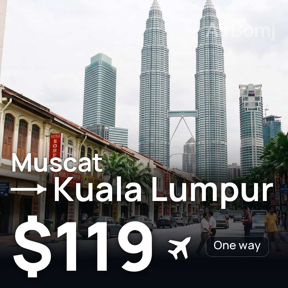 Passagem aérea: Mascate — Kuala Lumpur, $119