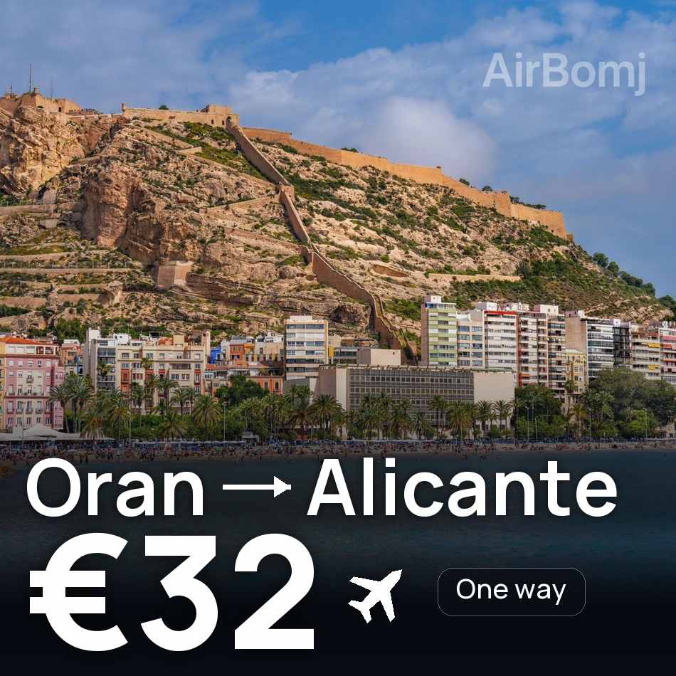 تذكرة طيران: وهران — أليكانتي، €32