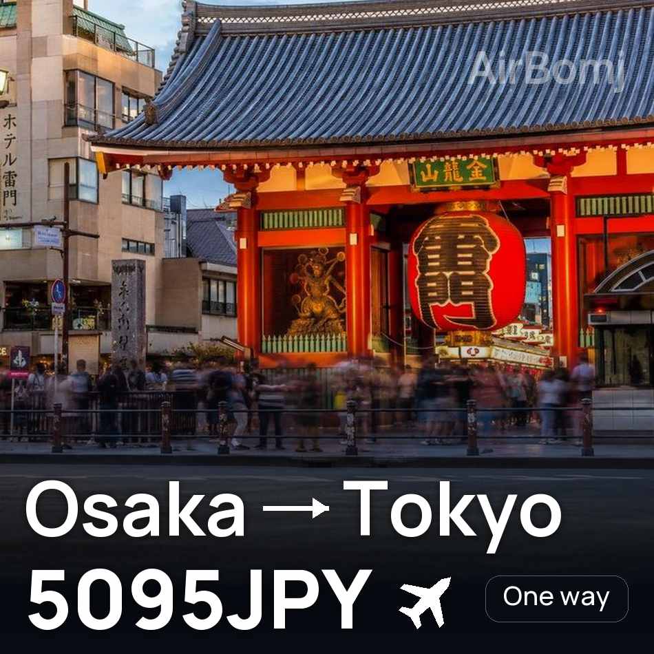 Flight ticket: Osaka to Tokyo, 5095JPY