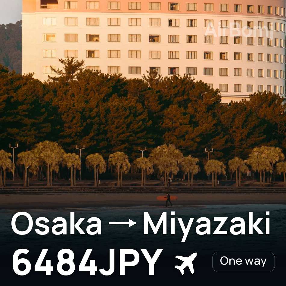 Flight ticket: Osaka to Miyazaki, 6484JPY