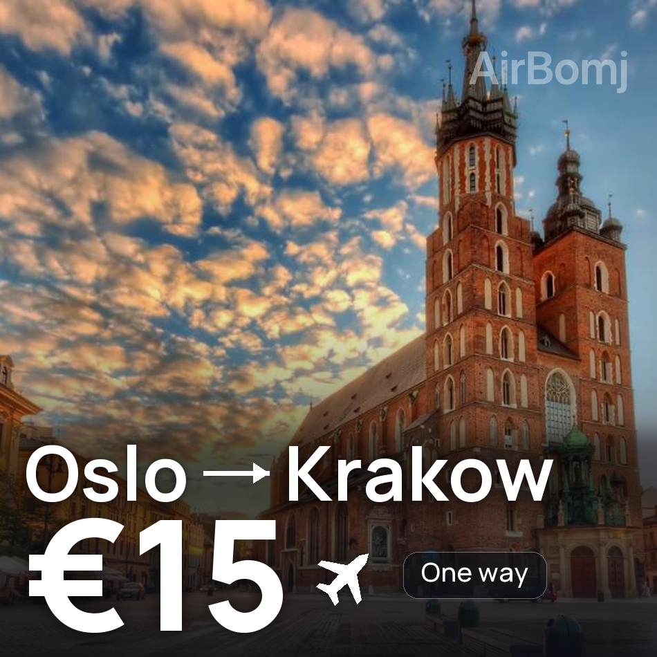Uçak bileti: Oslo — Kraków, €15