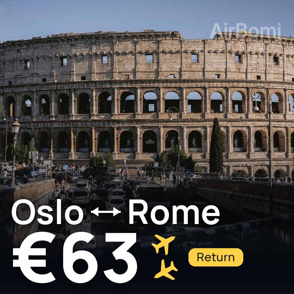 Uçak bileti: Oslo — Roma, €63