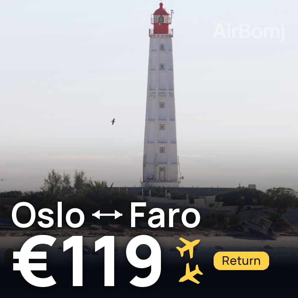 Uçak bileti: Oslo — Faro, €119