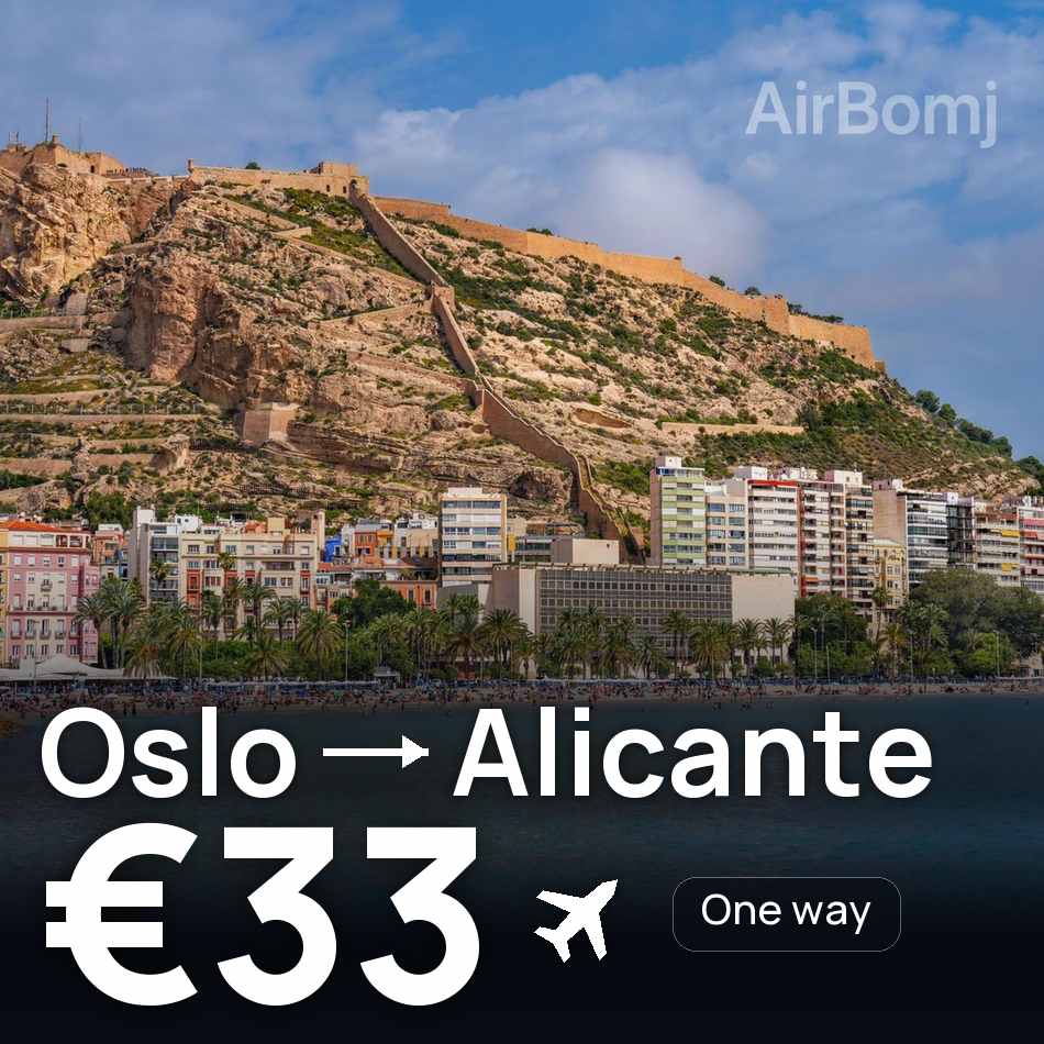 Uçak bileti: Oslo — Alicante, €33