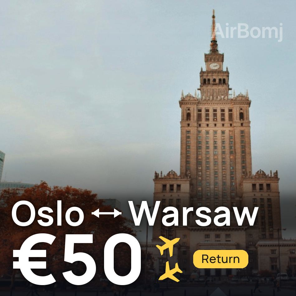 Uçak bileti: Oslo — Varşova, €50