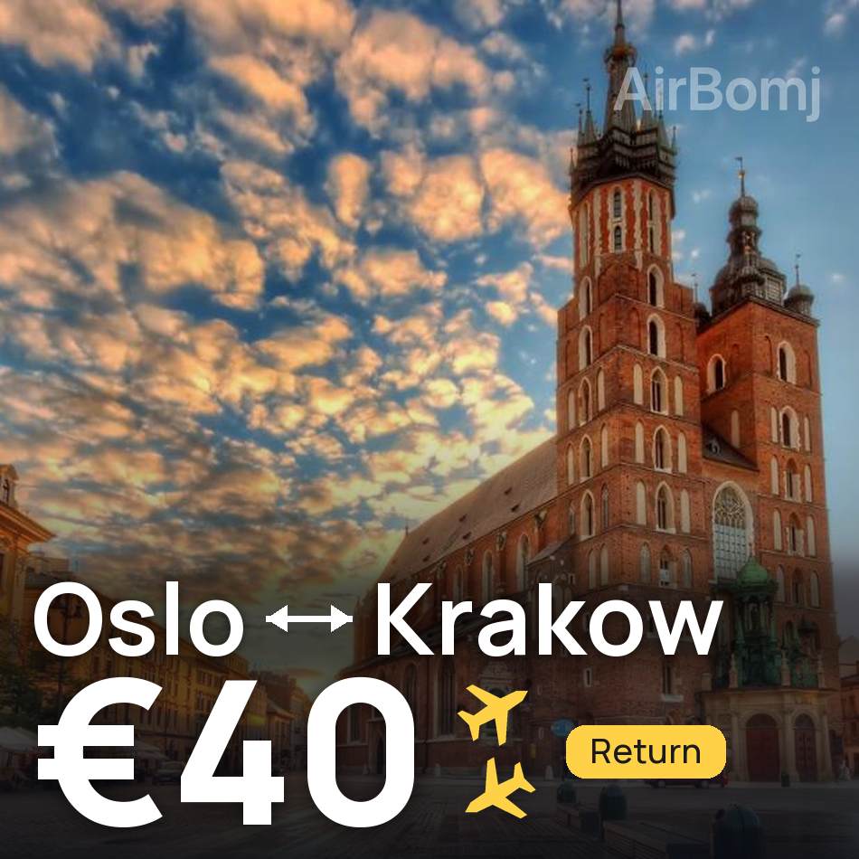 Uçak bileti: Oslo — Kraków, €40