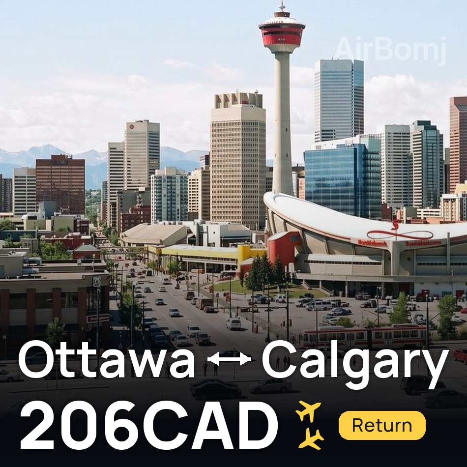 Flight ticket: Ottawa to Calgary, 206CAD