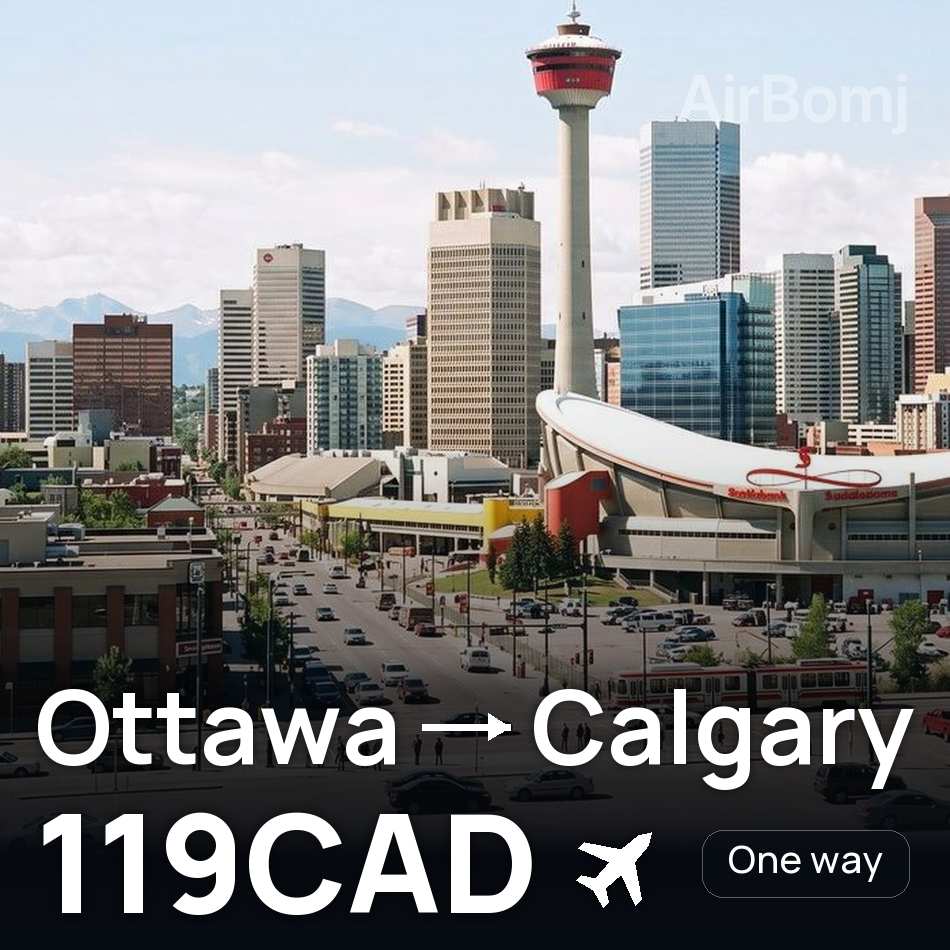 Flight ticket: Ottawa to Calgary, 119CAD