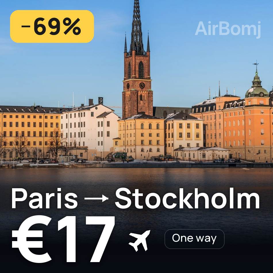 Flugticket: Paris — Stockholm, €17