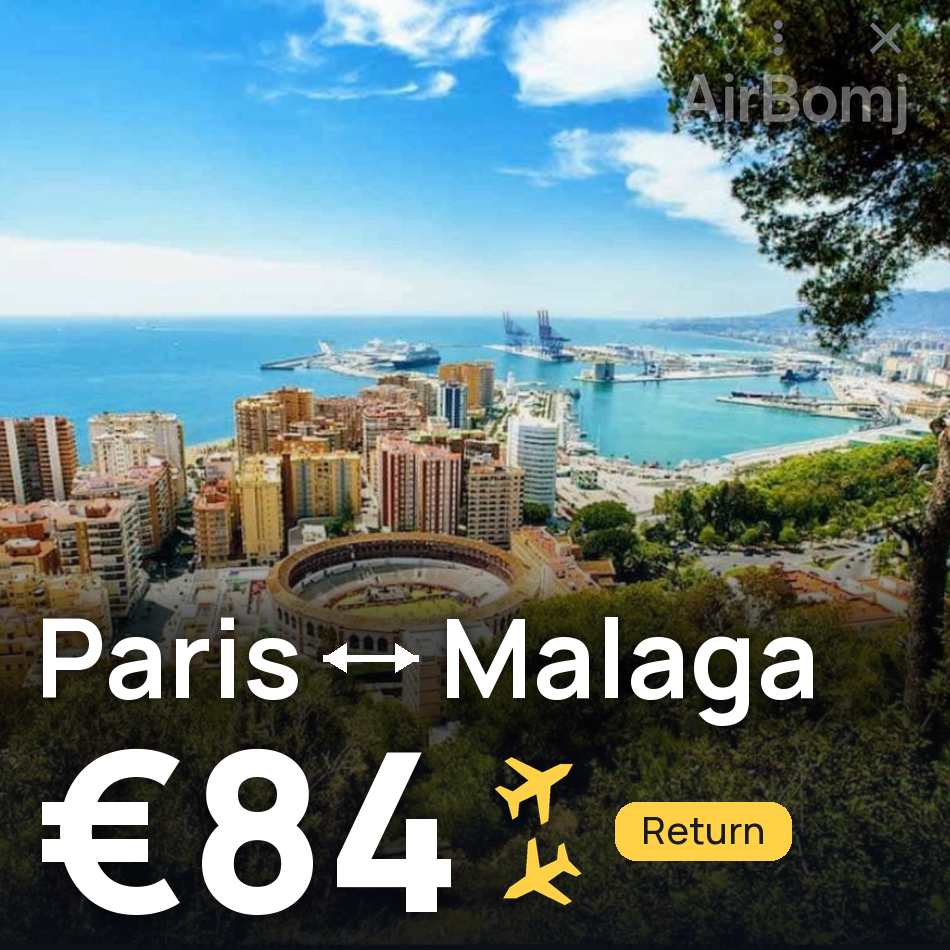 Flugticket: Paris — Málaga, €84