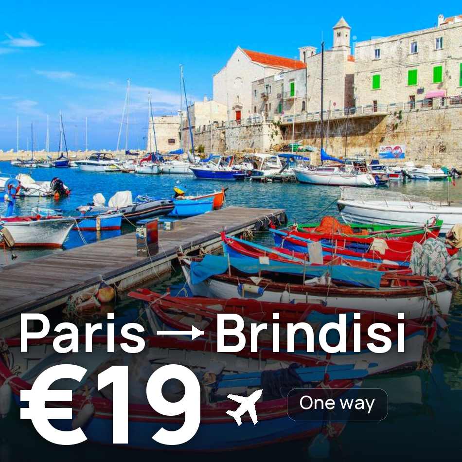 Flugticket: Paris — Flughafen Brindisi – Salento, €19