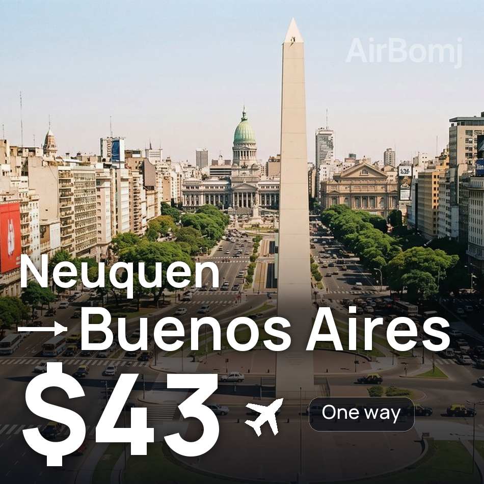 Uçak bileti: Neuquén — Buenos Aires, $43