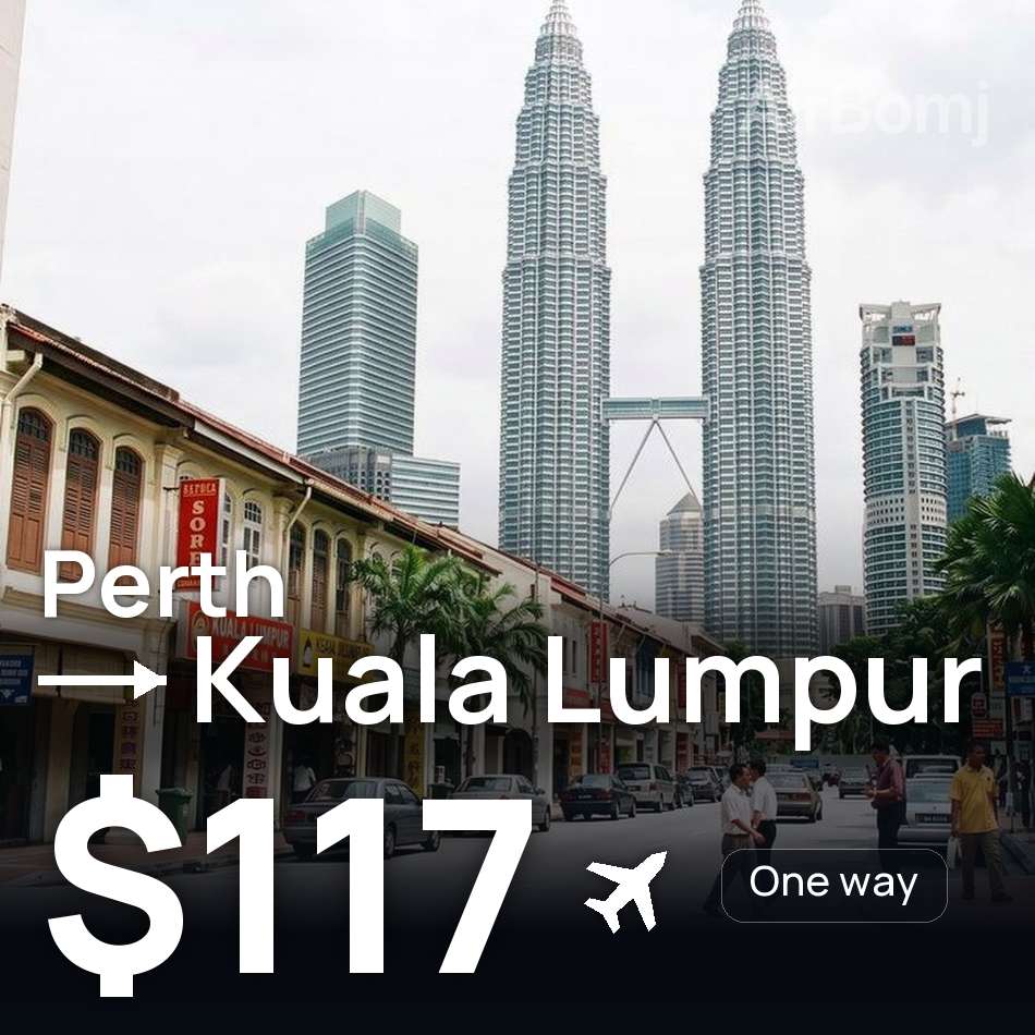 تذكرة طيران: برث — كوالالمبور، $117