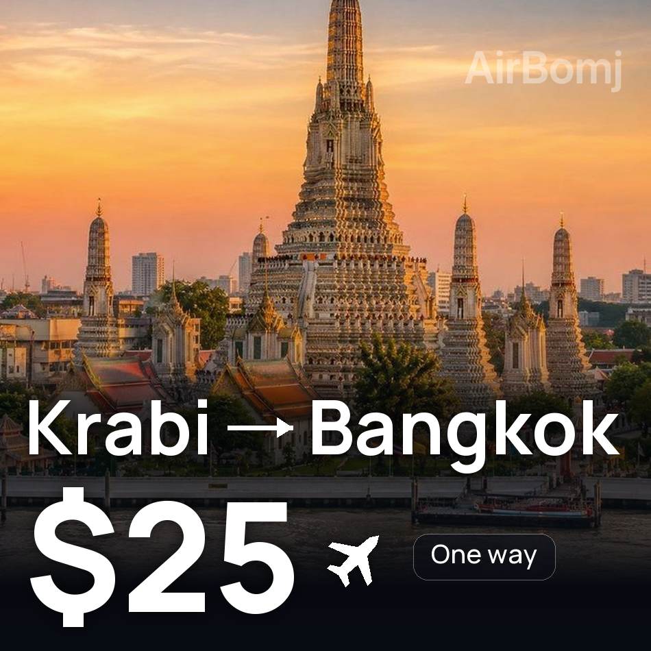 Flugticket: Krabi — Bangkok, $25