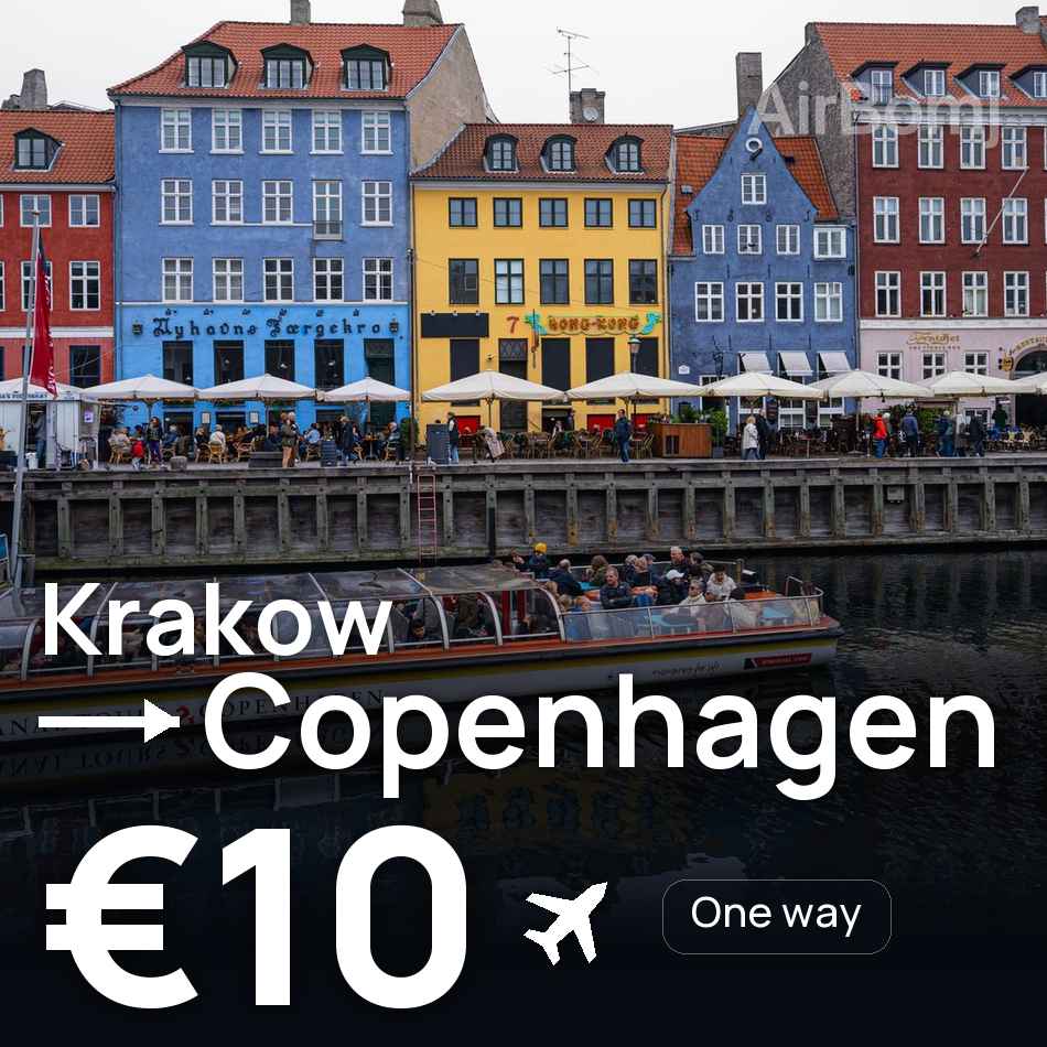 Biglietto aereo: Cracovia — Copenaghen, €10
