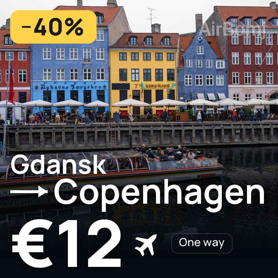 Biglietto aereo: Danzica — Copenaghen, €12