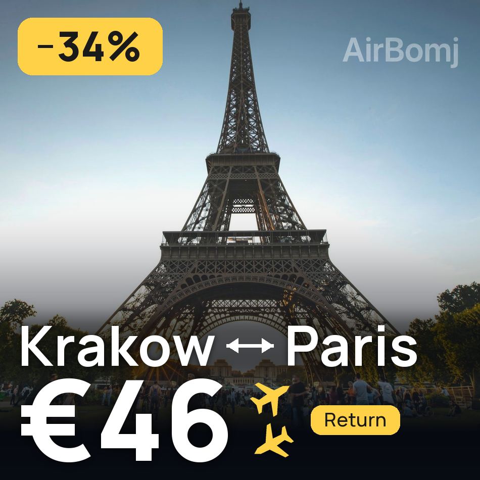 Biglietto aereo: Cracovia — Parigi, €46
