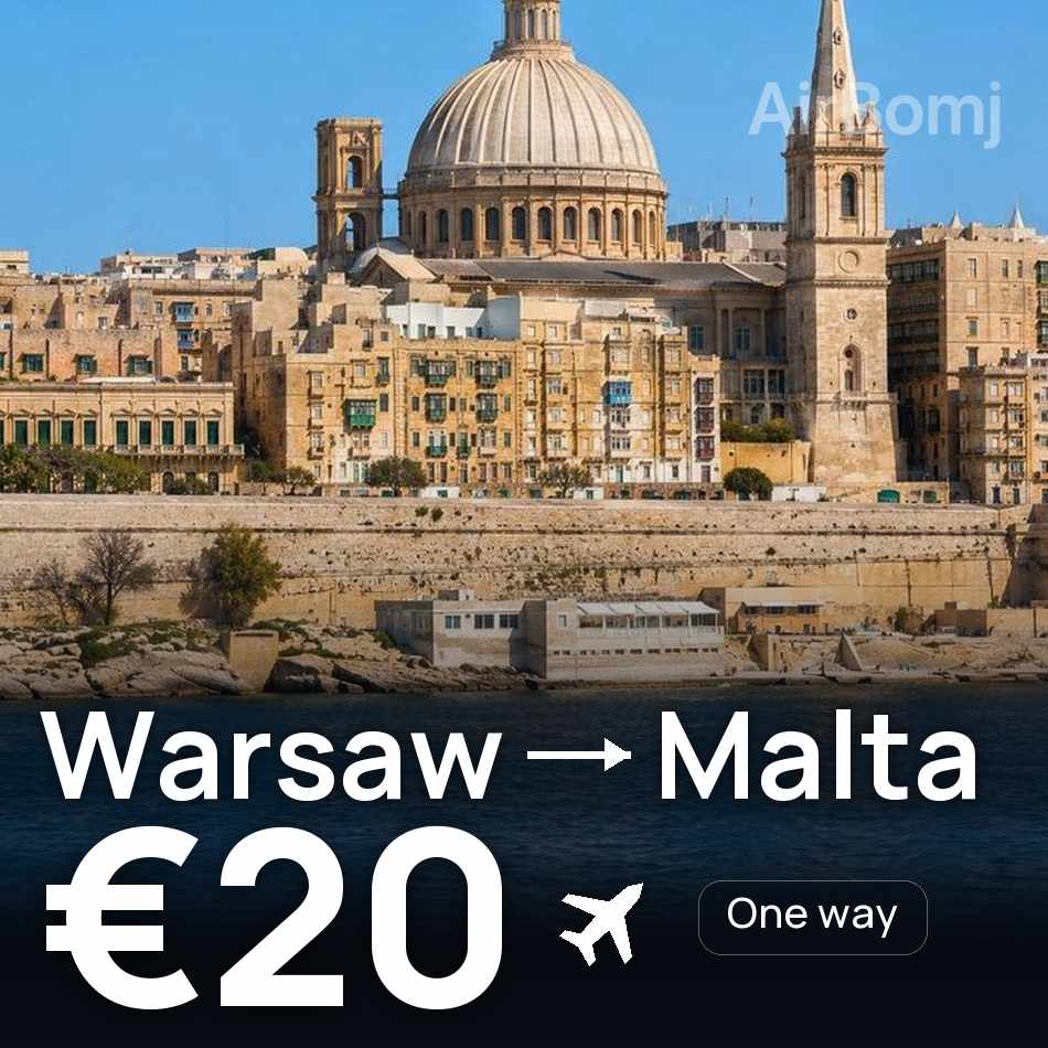 Biglietto aereo: Varsavia — La Valletta, €20