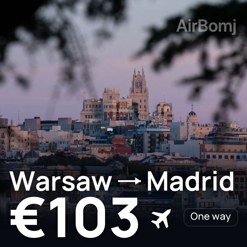 Biglietto aereo: Varsavia — Madrid, €103