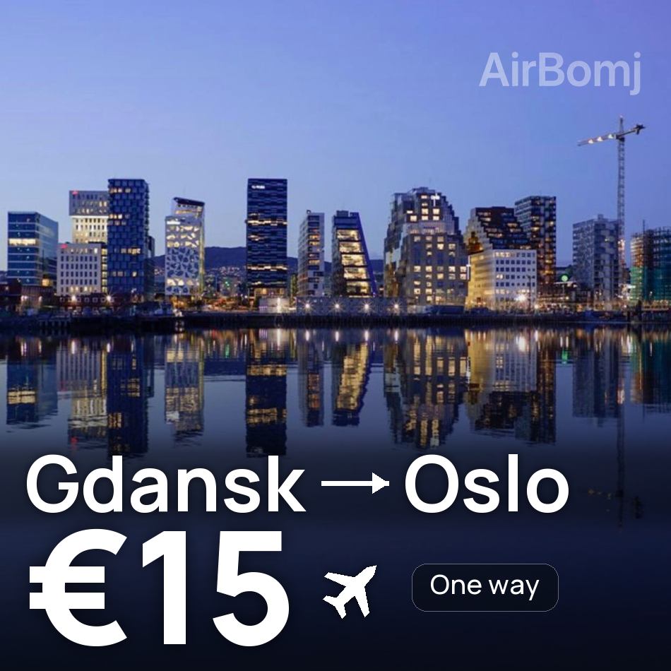 Biglietto aereo: Danzica — Oslo, €15