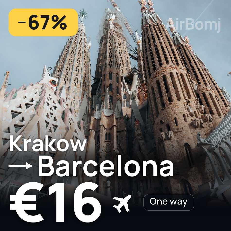 Biglietto aereo: Cracovia — Barcellona, €16