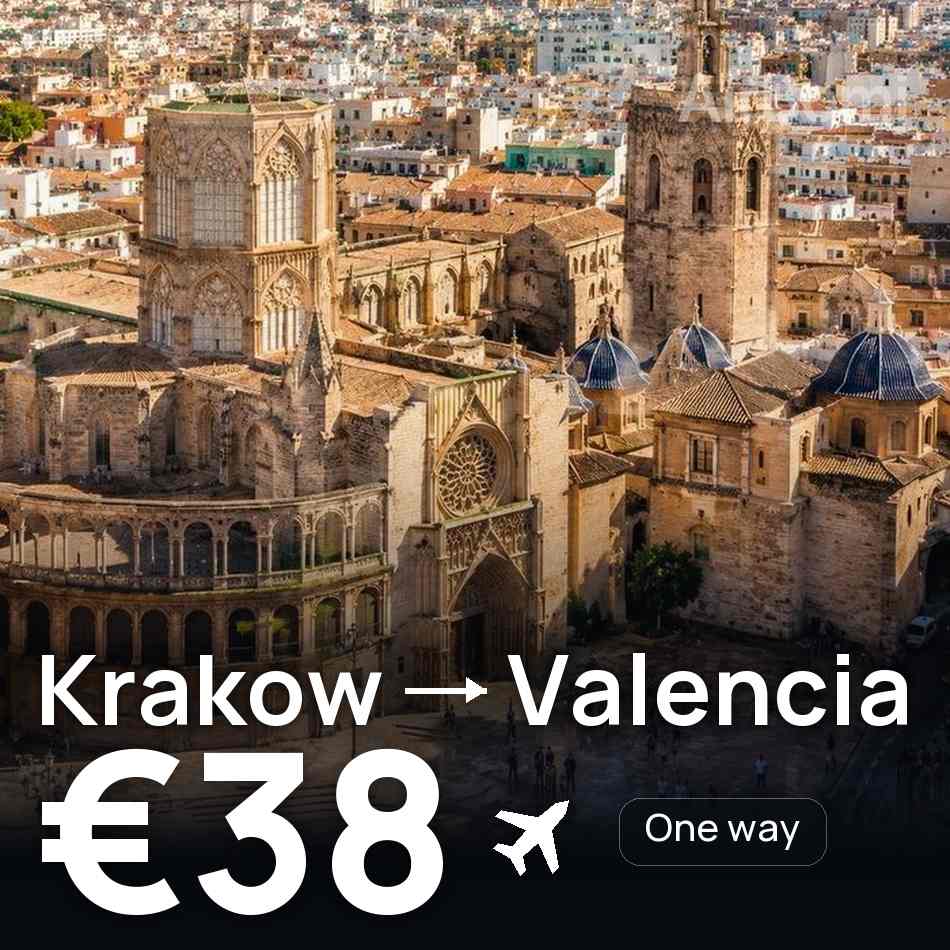 Biglietto aereo: Cracovia — Valencia, €38