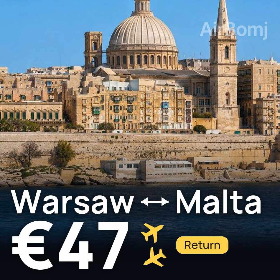 Biglietto aereo: Varsavia — La Valletta, €47