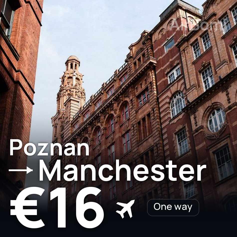 Biglietto aereo: Poznań — Manchester, €16