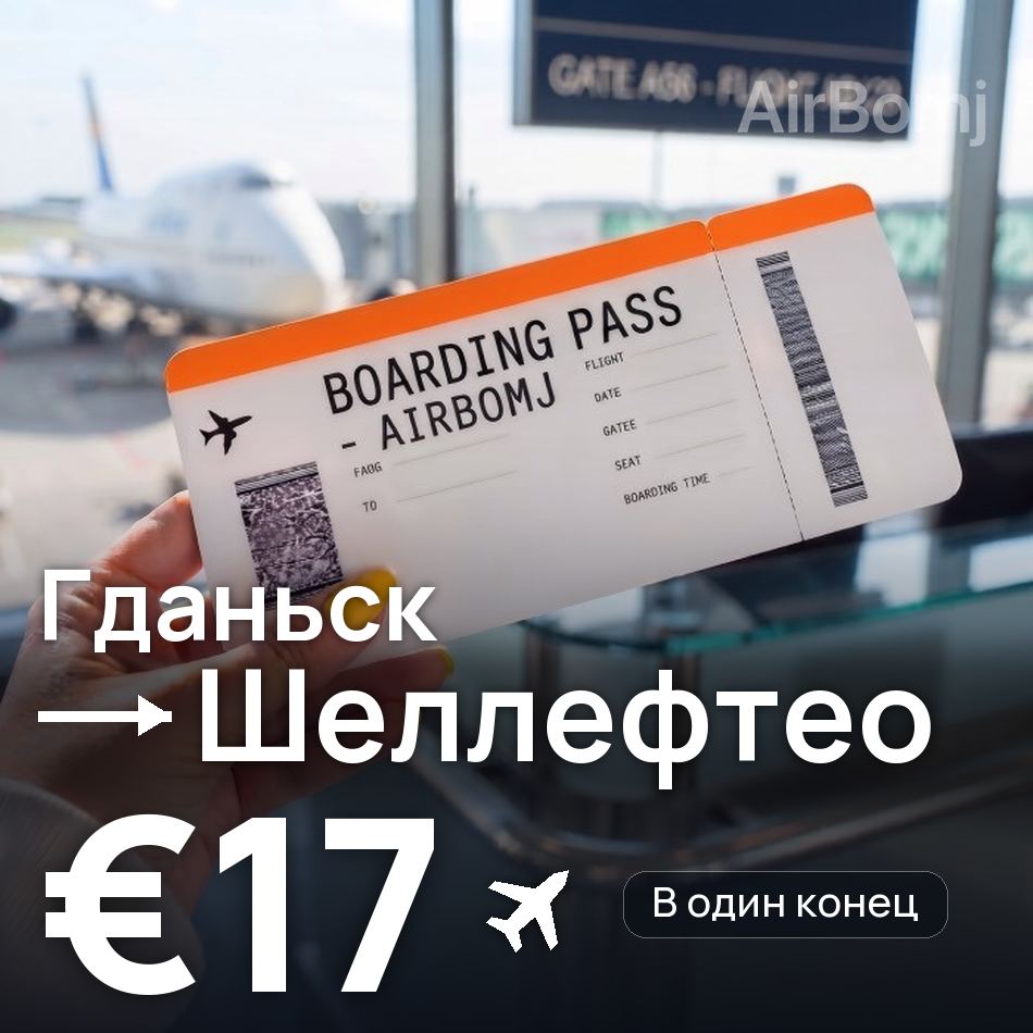 Авиабилет: Гданьск — Шеллефтео, €17