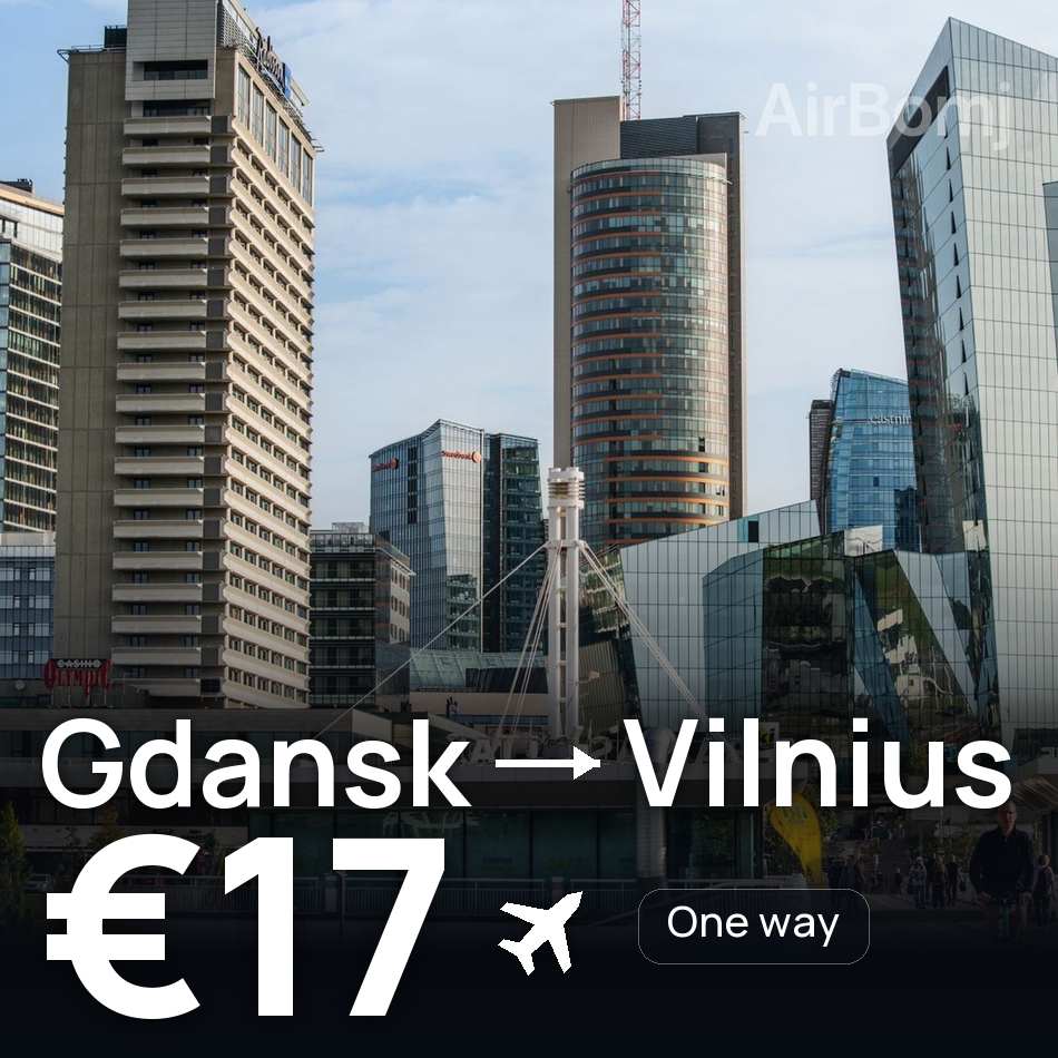 Biglietto aereo: Danzica — Vilnius, €17