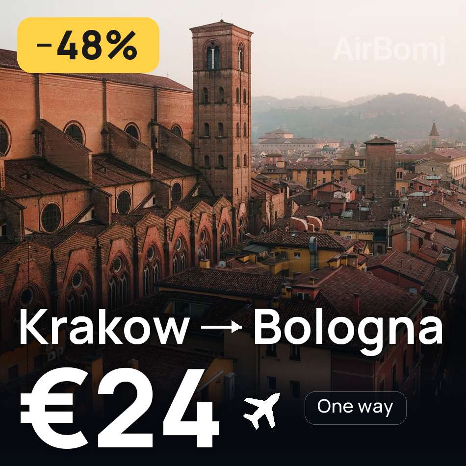 Biglietto aereo: Cracovia — Bologna, €24