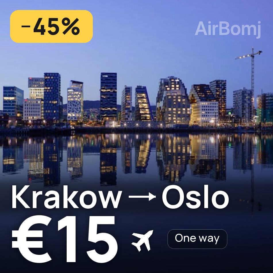 Biglietto aereo: Cracovia — Oslo, €15