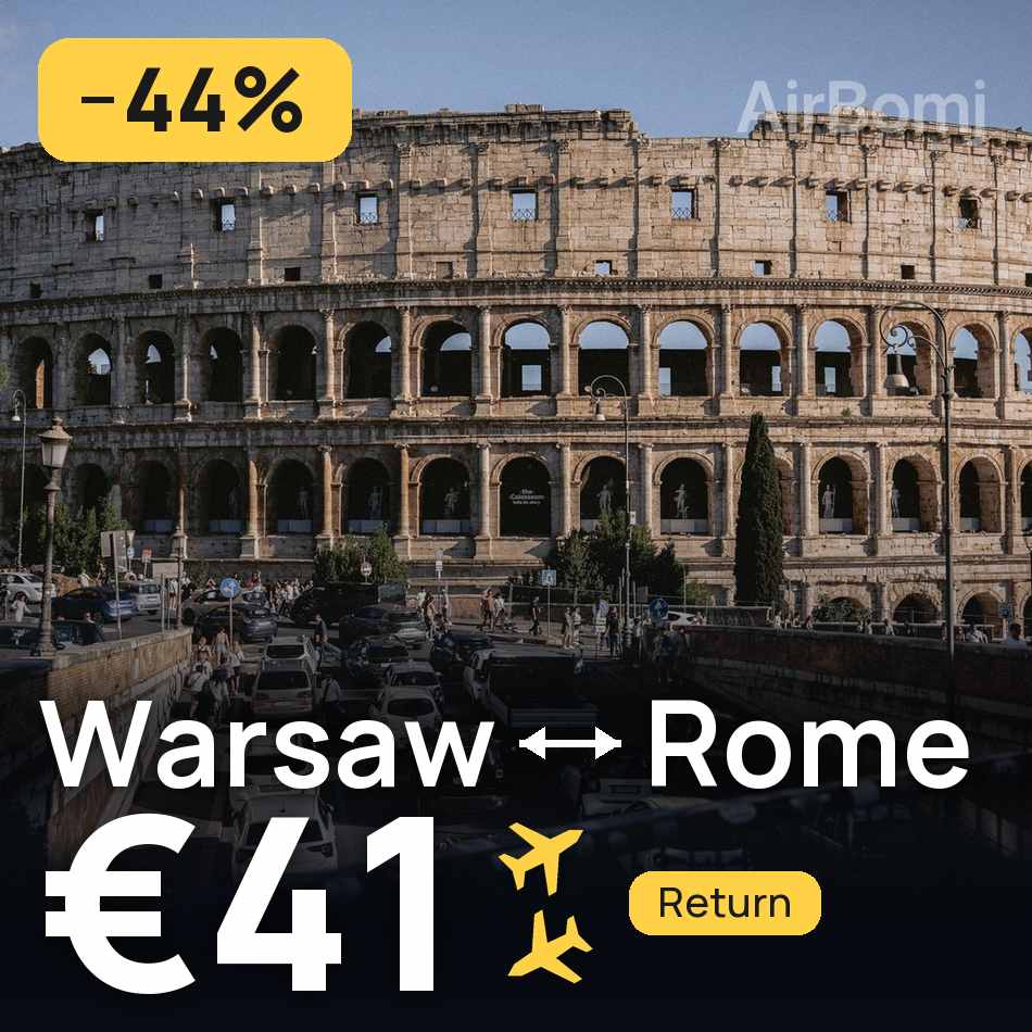 Biglietto aereo: Varsavia — Roma, €41
