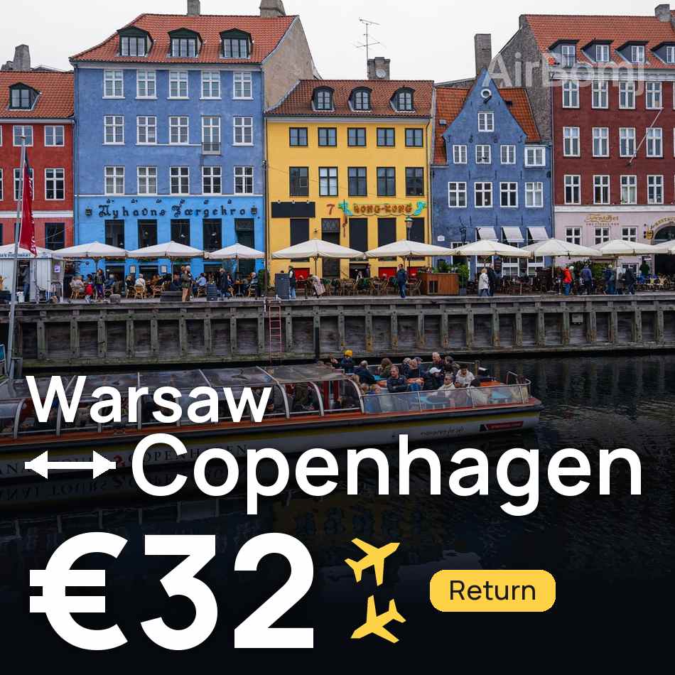 Bilet lotniczy: Warszawa — Kopenhaga, €32