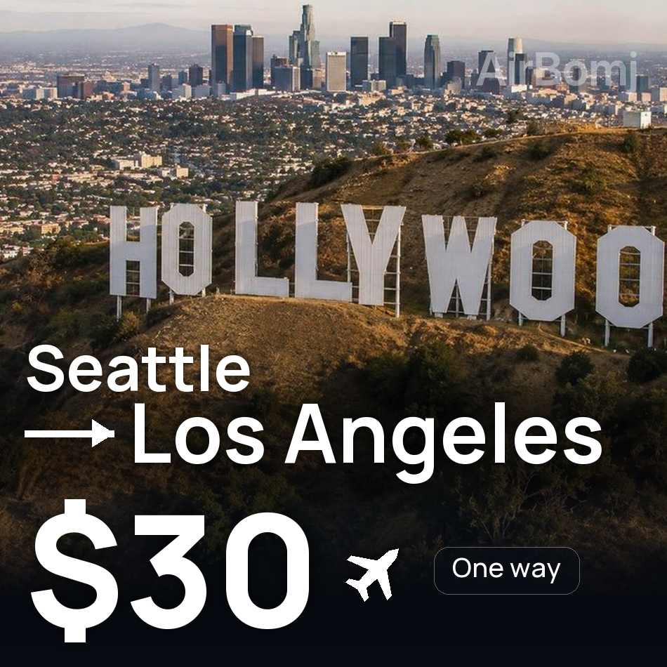 Flight ticket: Seattle to Los Angeles, $30