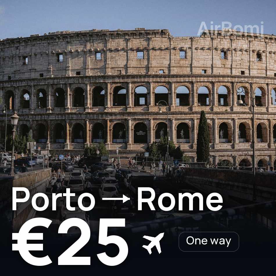 Bilet de avion: Porto — Rome, €25