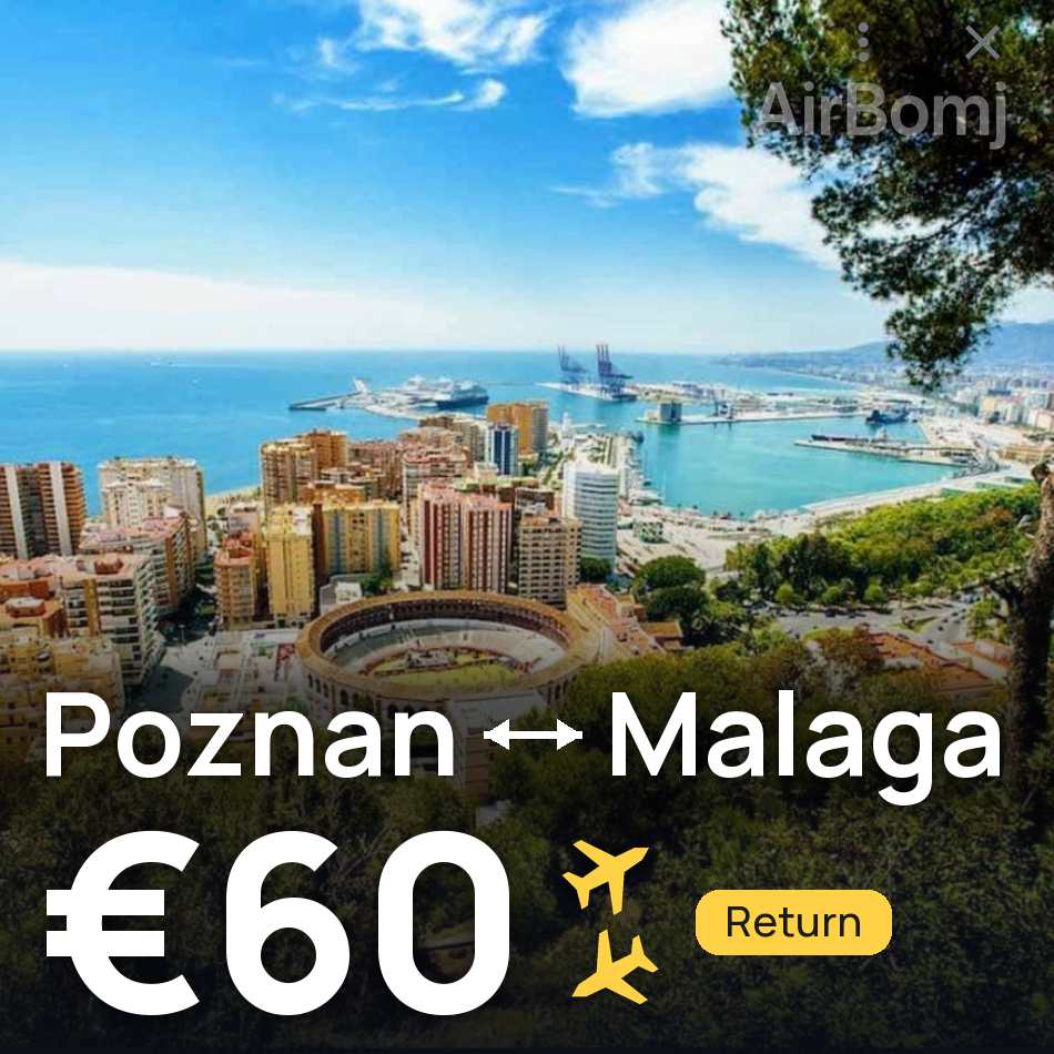 Billet d'avion : Poznań — Málaga, €60