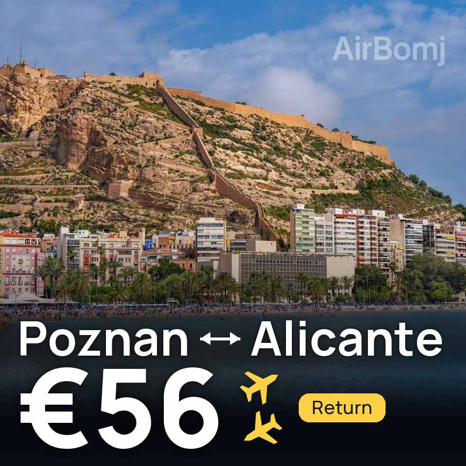 Billet d'avion : Poznań — Alicante, €56