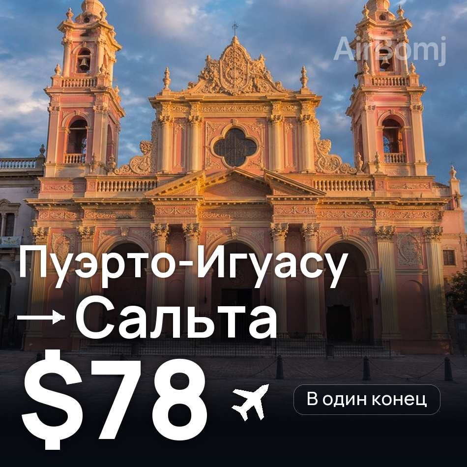 Авиабилет: Пуэрто-Игуасу — Сальта, $78