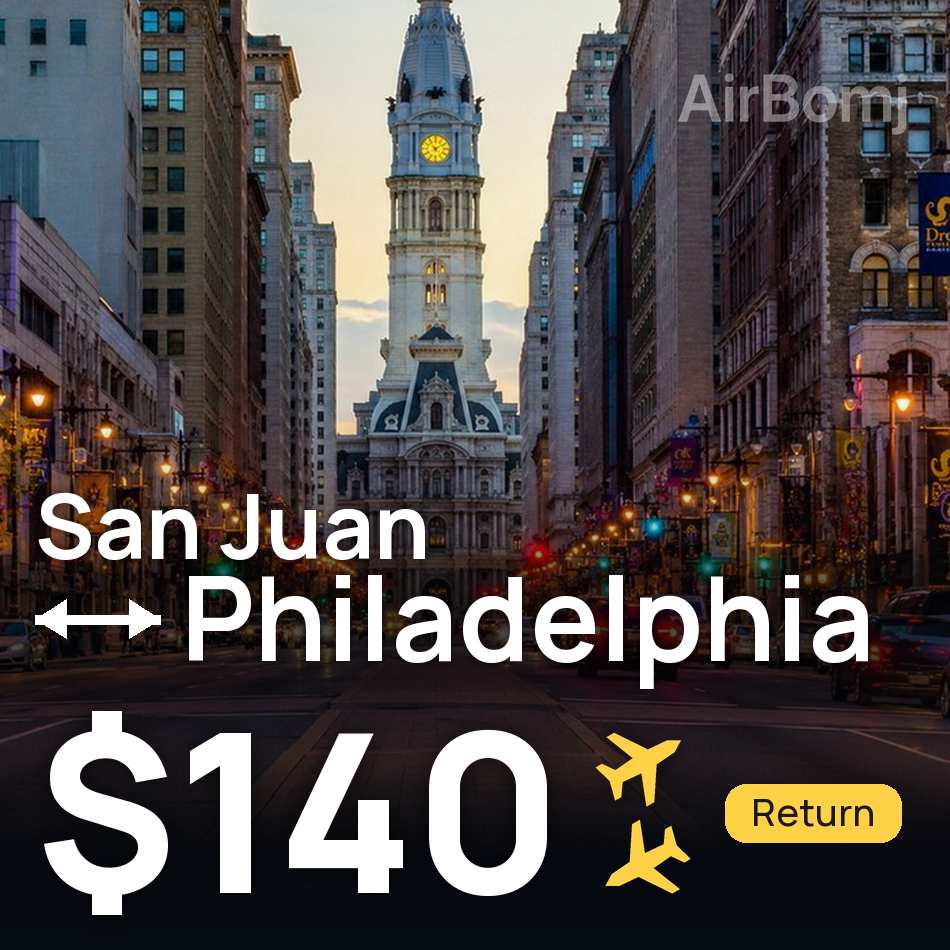 Billet d'avion : San Juan — Philadelphie, $140