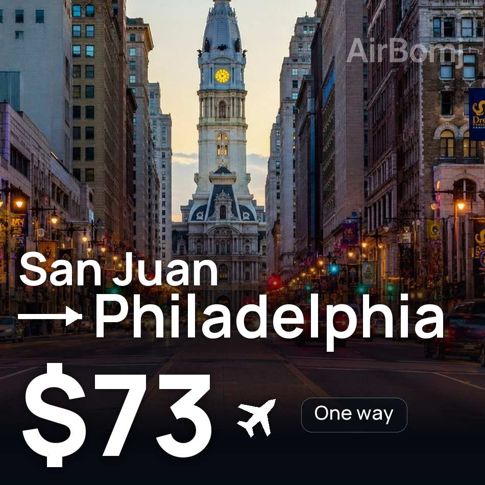 Billet d'avion : San Juan — Philadelphie, $73