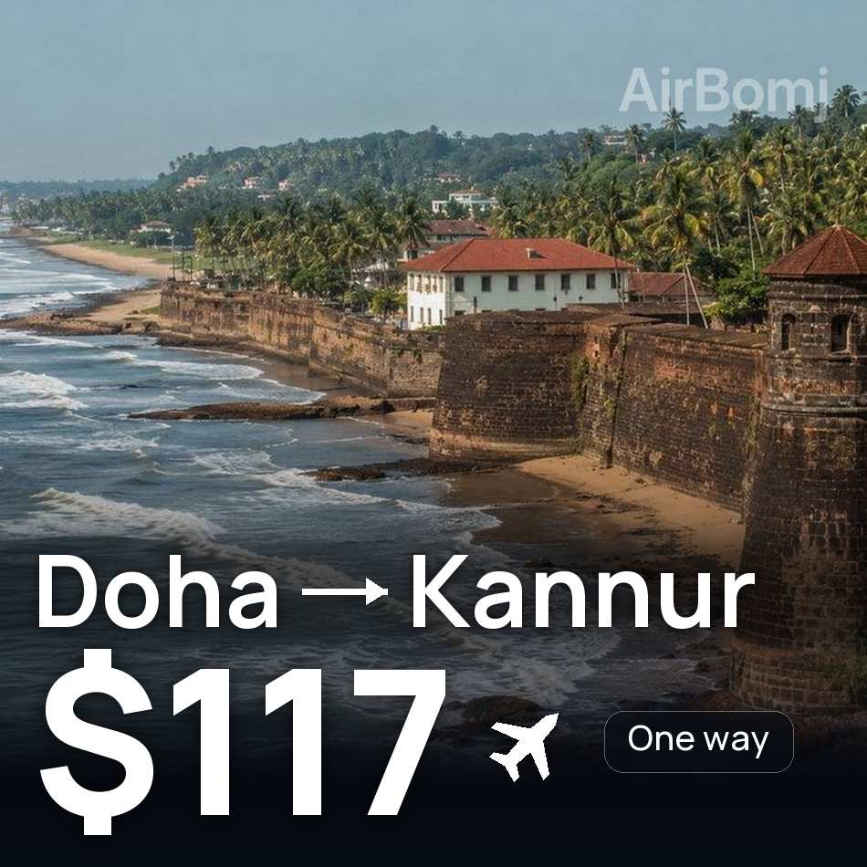 تذكرة طيران: الدوحة — كانور، $117