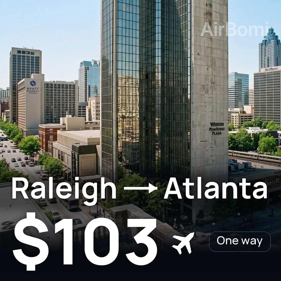 Bilet de avion: Raleigh — Atlanta, $103