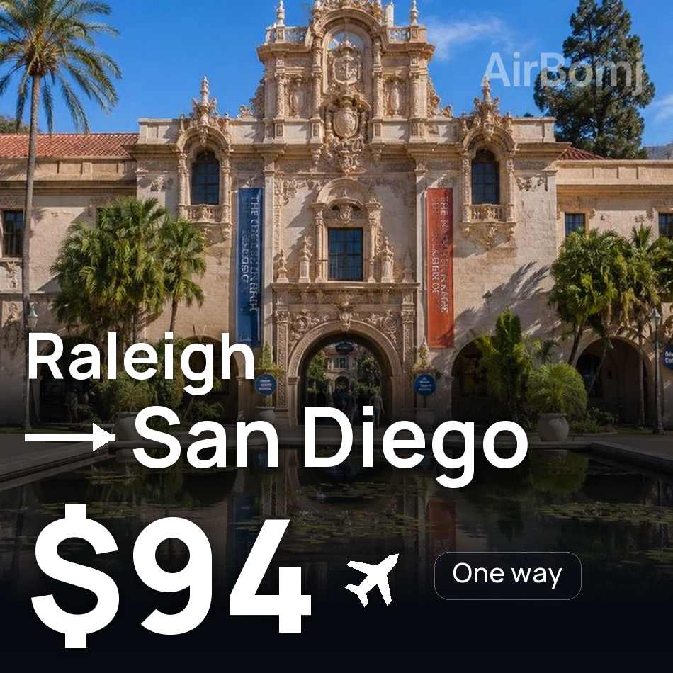 Bilet de avion: Raleigh — San Diego, $94